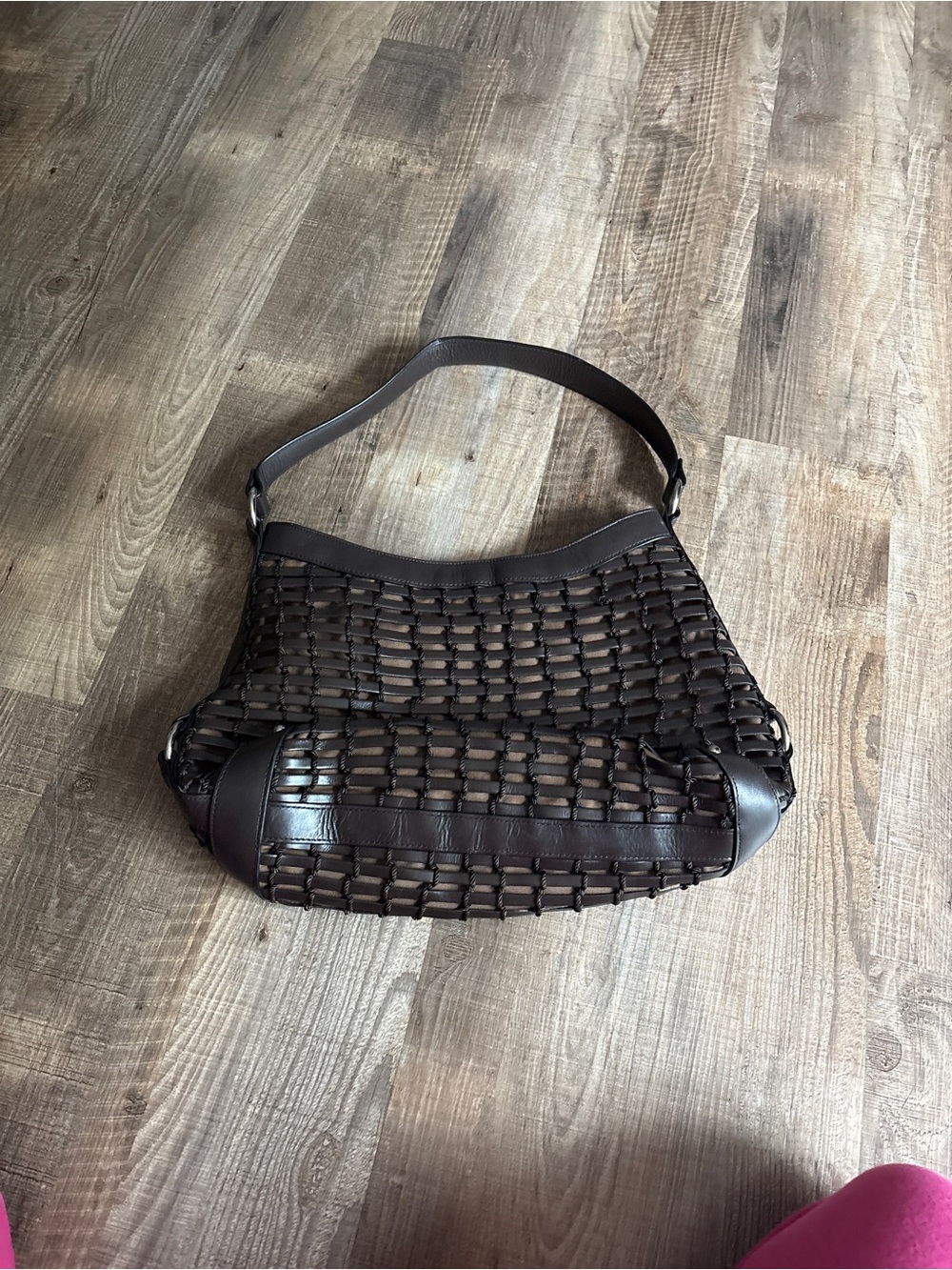 Talbots Dark Brown Woven Leather Hobo - Picture 2 of 6